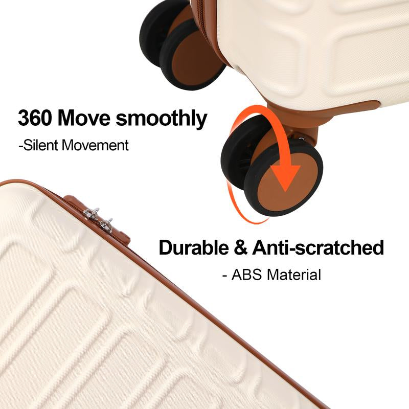 AAIVV 4 Piece Expandable Luggage Sets, ABS Travel Suitcase Set with Double Spinner Wheels, TSA Lock Hardshell Durable Traveling Bag Luggage Sets (13/20/26/28In) Gift for Back to School