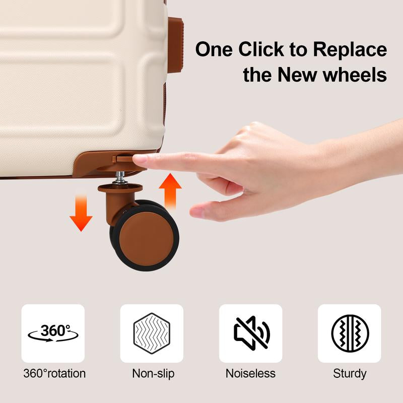 AAIVV 4 Piece Expandable Luggage Sets, ABS Travel Suitcase Set with Double Spinner Wheels, TSA Lock Hardshell Durable Traveling Bag Luggage Sets (13/20/26/28In) Gift for Back to School