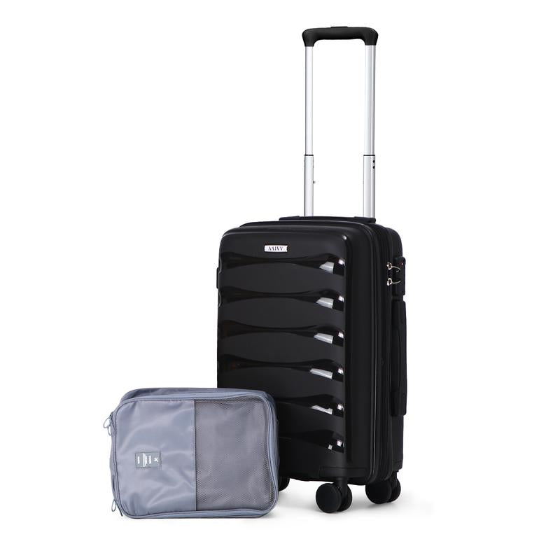 AAIVV 4 Piece Expandable Luggage Sets, ABS Travel Suitcase Set with Double Spinner Wheels, TSA Lock Hardshell Durable Traveling Bag Luggage Sets (13/20/26/28In) Gift for Back to School