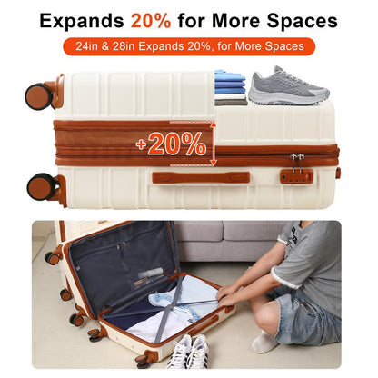 AAIVV 4 Piece Expandable Luggage Sets, ABS Travel Suitcase Set with Double Spinner Wheels, TSA Lock Hardshell Durable Traveling Bag Luggage Sets (13/20/26/28In) Gift for Back to School