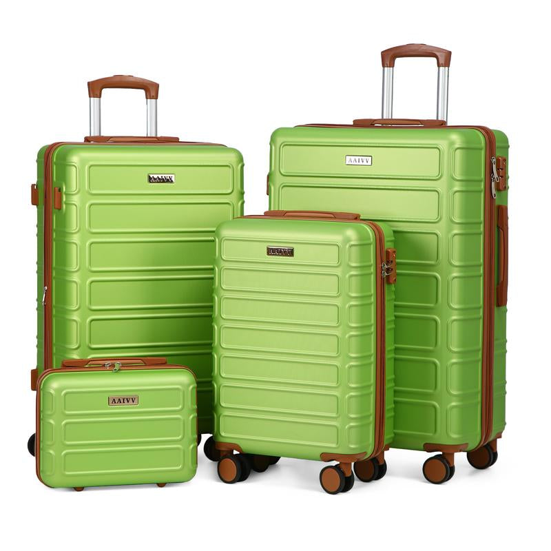 AAIVV 4 Piece Expandable Luggage Sets, ABS Travel Suitcase Set with Double Spinner Wheels, TSA Lock Hardshell Durable Traveling Bag Luggage Sets (13/20/26/28In) Gift for Back to School
